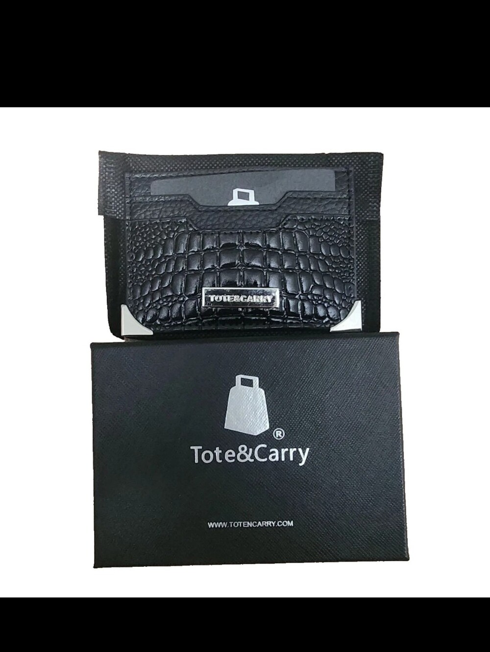 Tote&Carry Black Crocodile Pattern Card Holder
